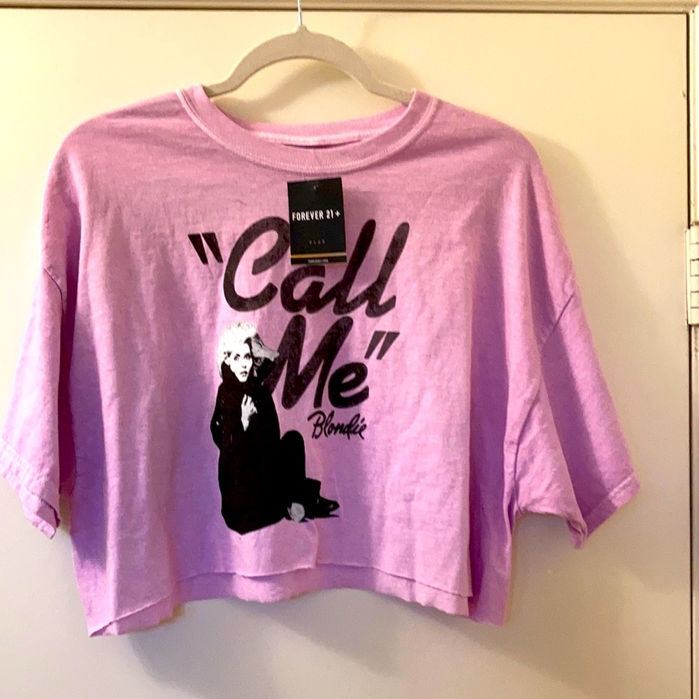 Blonde “Call Me” Cropped T Shirt